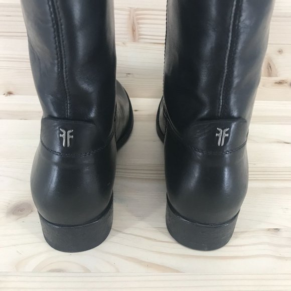 Frye Womens RARE HTF!! Tall Pull On Black Leather Boots Harness Size 6 B - Picture 8 of 15